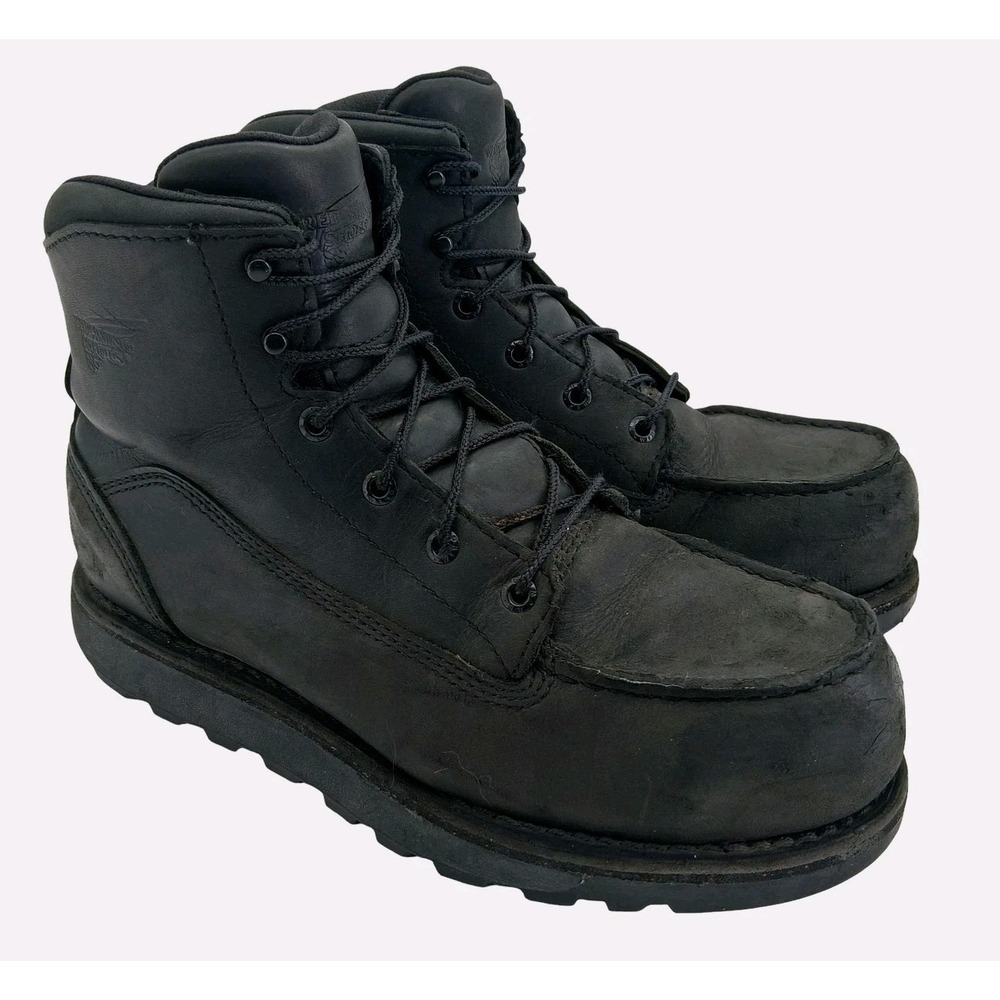 Red Wing Shoes 2447 Boots Mens Size 8 D Black Leather Waterproof Work Vibram EH